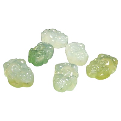 岫玉水透通孔貔貅串饰配饰隔珠女