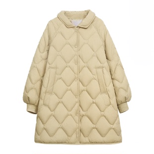 雪中飞2025秋冬新款女士中长款菱格羽绒服时尚轻盈潮流外套百搭