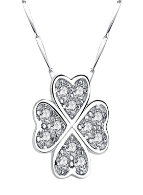 四叶草足银项链高级感镶钻锁骨链