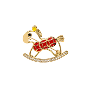 红色小马胸针女款高档奢华气质新年马年胸花毛衣别针西装大衣配饰