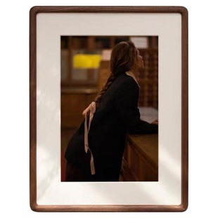 可定制黑胡桃长条国画相书画作品框榫卯实木相框圆角可横摆竖摆挂