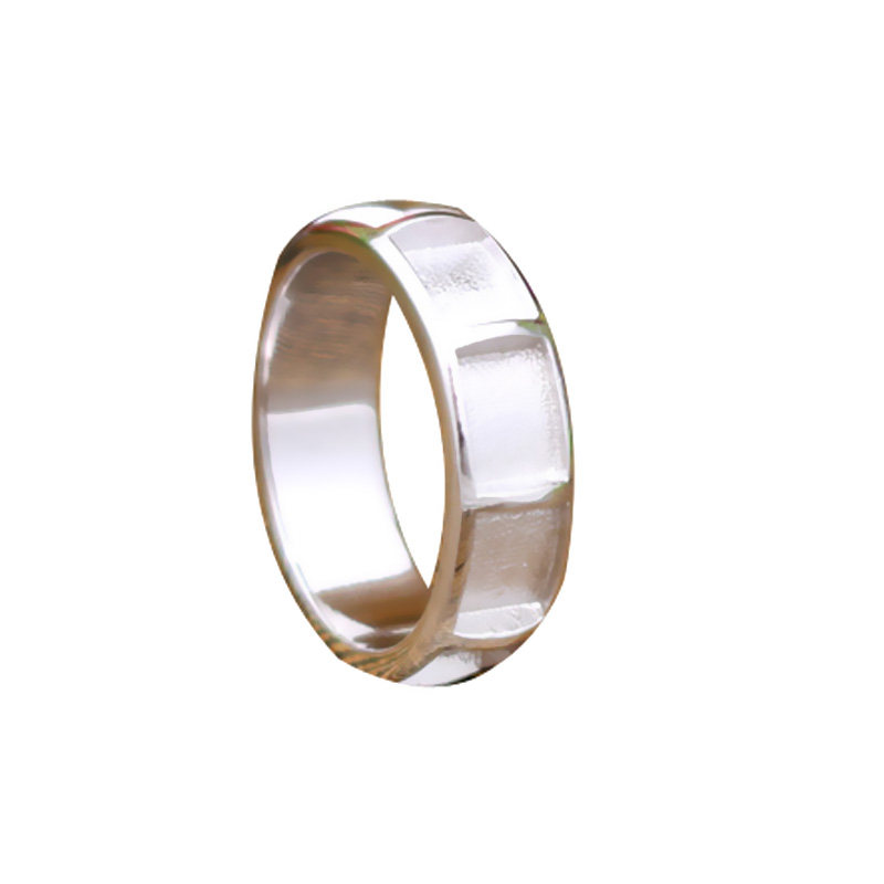 S925纯银镀白金戒指空托镶嵌琥珀戒指托男式戒托绿松石戒指环戒托