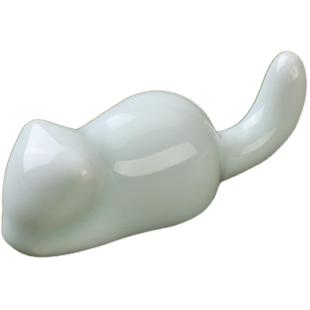 六品堂创意动物陶瓷笔搁猫咪笔托可爱学生成人文房四宝书法国画桌面小巧仿古摆件镇尺镇纸笔架笔置笔挂笔山