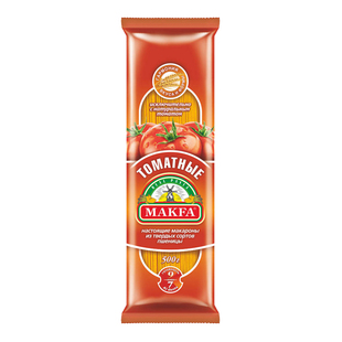 俄罗斯进口意大利面 全麦荞麦面条MAKFA番茄味意面蔬菜面西餐500g