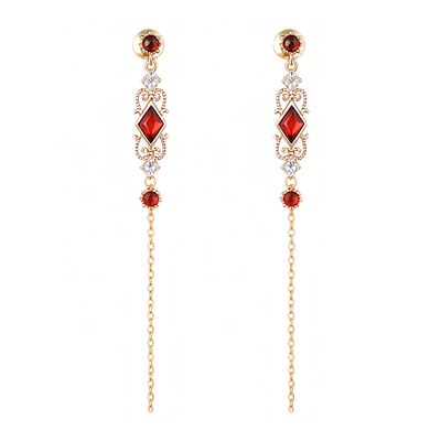 《绯红香氛》原创纯银石榴石耳钉