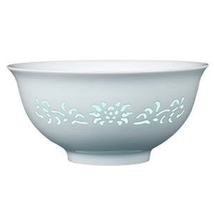 玲珑瓷餐具影青玲珑瓷缠枝莲饭碗家用饭碗汤碗盘子碟乔迁新居送礼