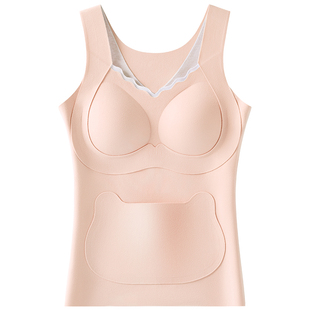 猫人发育期少女保暖背心带胸垫女童初高中学生内衣发热文胸秋冬季