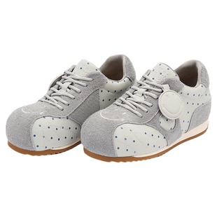 SMILEY笑脸圆头灰色波点南瓜厚底增高阿甘鞋女复古时尚百搭休闲鞋