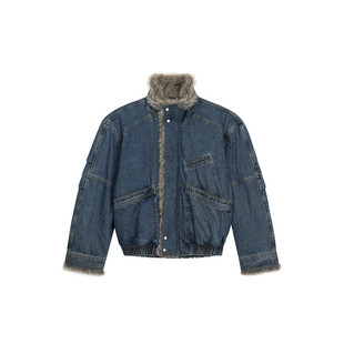 毛领牛仔羽绒服男士冬季青少年男生短款痞帅加厚座山雕棉衣袄外套