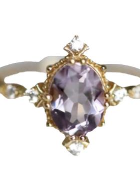 紫钻公主风紫水晶开口戒指