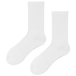 子墨袜子男士羽毛球袜长筒白色中筒春夏季纯棉纱线毛巾底薄款吸汗