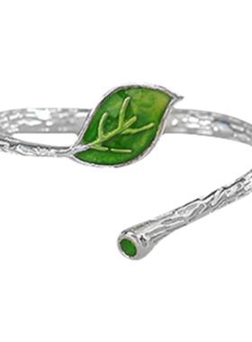 小张的故事S925纯银日韩绿叶戒指