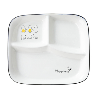 陶瓷分格餐盘加深可微波分餐盘子减脂大人三格餐具家用儿童分隔盘