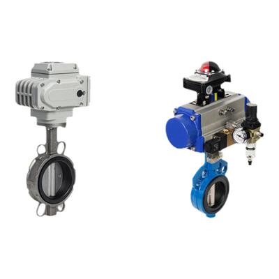 美控气动电动蝶阀220V对夹式304不锈钢DN100/150/300/500四氟快装