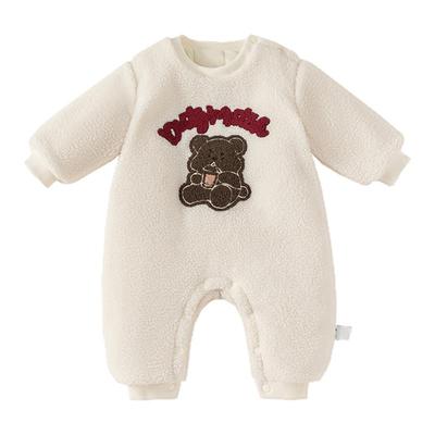 贝贝城超萌小熊毛毛加绒爬服