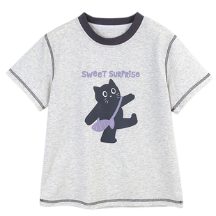 女童T恤夏季2026新款洋气儿童卡通上衣青少年休闲装宽松中大童韩