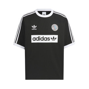 adidas阿迪达斯三叶草新款棉撞色复古球衣运动短袖圆领T恤 KC2603