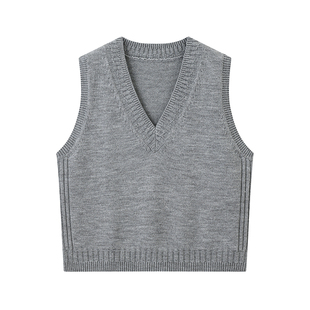 超级文 金碧青空简约百搭显瘦V领叠穿羊毛针织马甲马夹女微胖大码