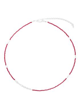 本命年串珠天然珍珠串珠项链高级感红尖晶锁骨链复古配饰小众项链