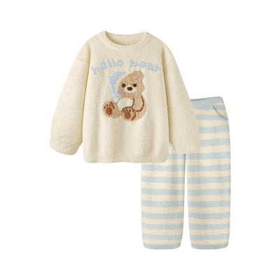 睡衣女秋冬加厚半边绒保暖家居服