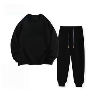 男士大码纯棉卫裤+卫衣2025秋装新款圆领加肥加大时尚运动套装潮