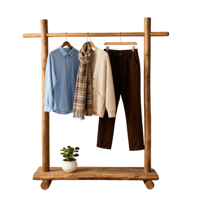 新中式实木服装店民宿展示架卧室落地式简约挂衣架衣帽架子挂衣杆