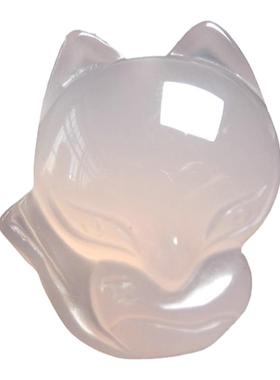 冰彩男女玛瑙玉髓多彩小狐狸吊坠