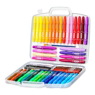 得力旋转蜡笔无毒不脏手小学生水溶性炫彩棒油画棒幼儿园专用可水洗安全24色儿童涂鸦笔宝宝画画彩笔