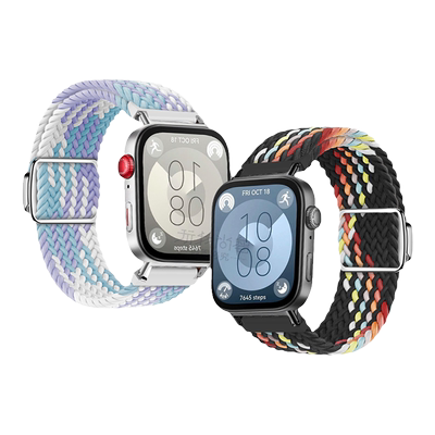 适用华为watchfit4pro手表带fit3手环磁吸扣编织滑扣表带fit2运动智能手环fitnew男士腕带女生夏天表链透气