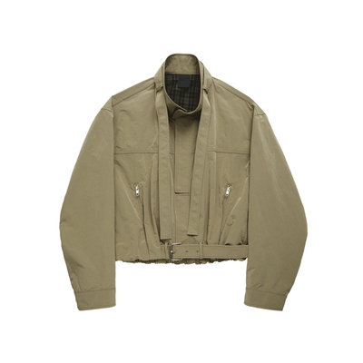 【李一桐同款】VVNK JANE PLUS秋季抽褶腰带夹克外套女