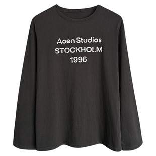 初秋柔软字母长袖T恤内搭宽松休闲百搭上衣女打底长袖早秋罩衫