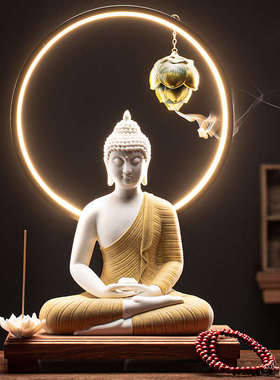 大号陶瓷释迦摩尼像如来阿弥陀佛泰佛家居客厅玄关装饰品灯饰摆件