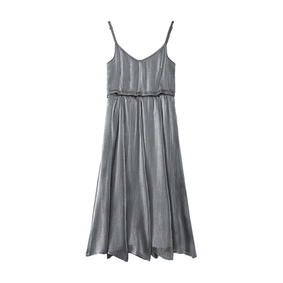 【银河瀑布】珠光纱质长吊带裙 长短两穿 裙摆可更换 女神连衣裙