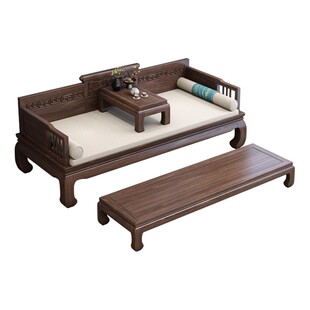 新中式实木罗汉床客厅家用卧榻明式禅意两用沙发床书房罗汉塌炕几
