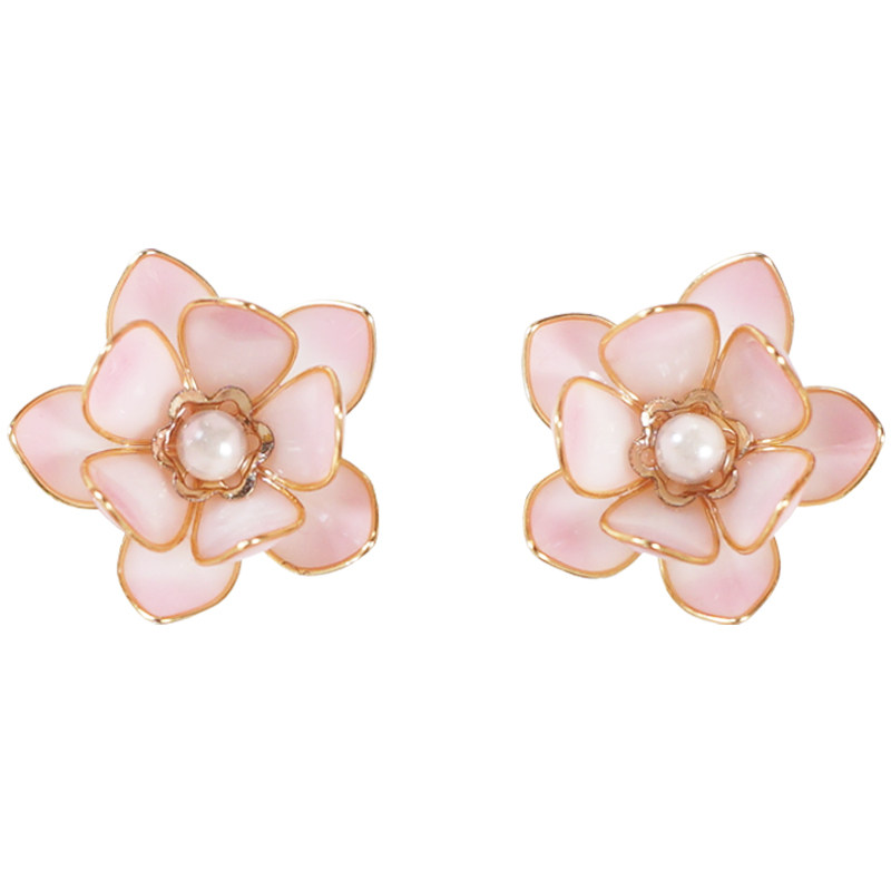 春晓 | 一朵午荷 手工莲花造花液树脂耳钉 s925银镀金 日系 耳夹