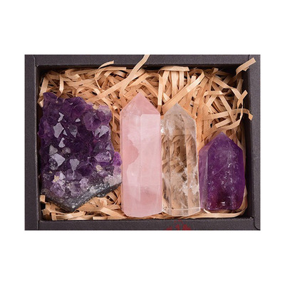 天然原石紫水晶套装礼物紫晶洞