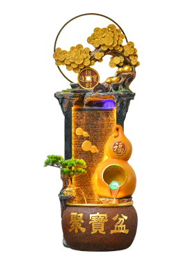 中式风水轮流水摆件客厅玄关招生财聚宝盆乔迁新居装饰品开业送礼