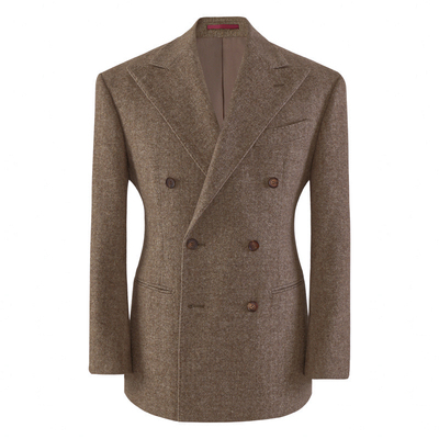 【绅士盔甲50羊毛】CULTUM复古宽肩人字纹双排扣戗驳领西服套装男