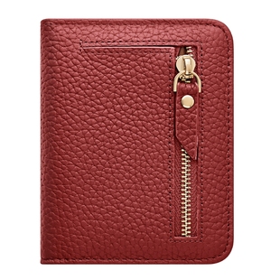 新款短款头层牛皮小钱包女款真皮超薄多功能钱夹女拉链零钱包女