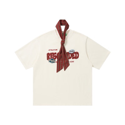 夏季美式字母刺绣圆领短袖T恤男