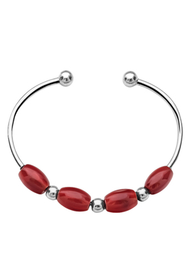 天然玛瑙红色之恋开口手镯纯银女