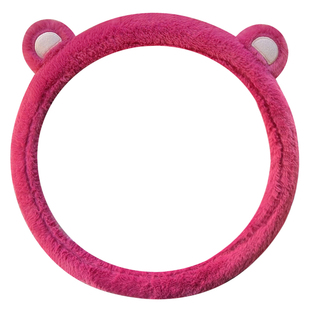 冬季方向盘把套毛绒可爱草莓熊女款网红保暖防滑四季通用方向盘套