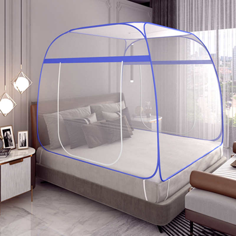 蒙古包蚊帐一体式防尘布顶加密方顶寝室宿舍家用1.5米18m床免安装