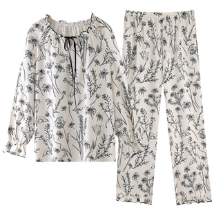 芬腾可安睡衣女款秋冬季纯棉长袖女士2026新款软家居服套装春秋天