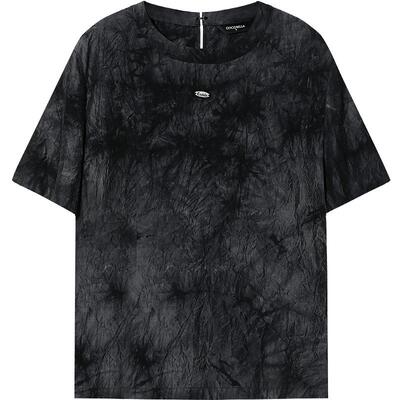 COCOBELLA水墨扎染褶皱短袖T恤