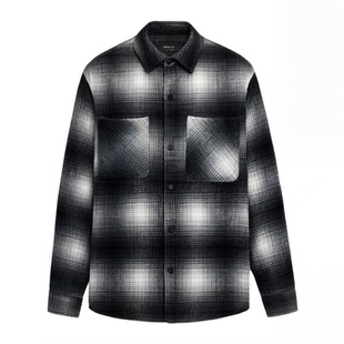 森马毛呢外套男冬季加绒格纹夹克经典复古百搭小宽松廓形翻领上衣