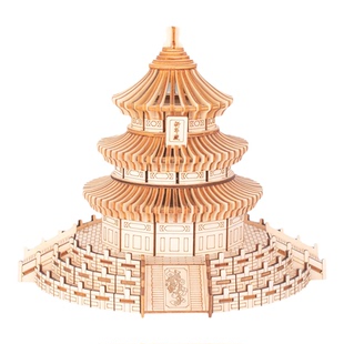 天坛木质拼装建筑模型 3D立体拼图手工diy成年高难度益智玩具礼物