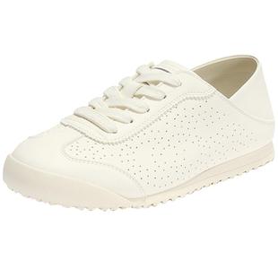 森达小白鞋女款2025秋新舒适打孔薄款运动鞋平底休闲板鞋ZTH43CM5