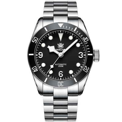 全自动机械夜光潜水手表小红花