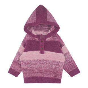 大耳象女童绵羊毛拼色连帽毛衣裙冬季新款女宝宝时尚裙